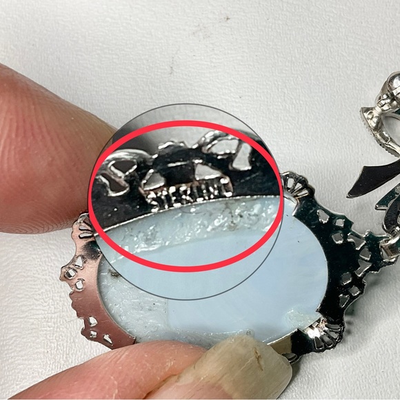 Vintage Art Deco Sterling Silver Cameo Bow Brooch Pin - Picture 5 of 8